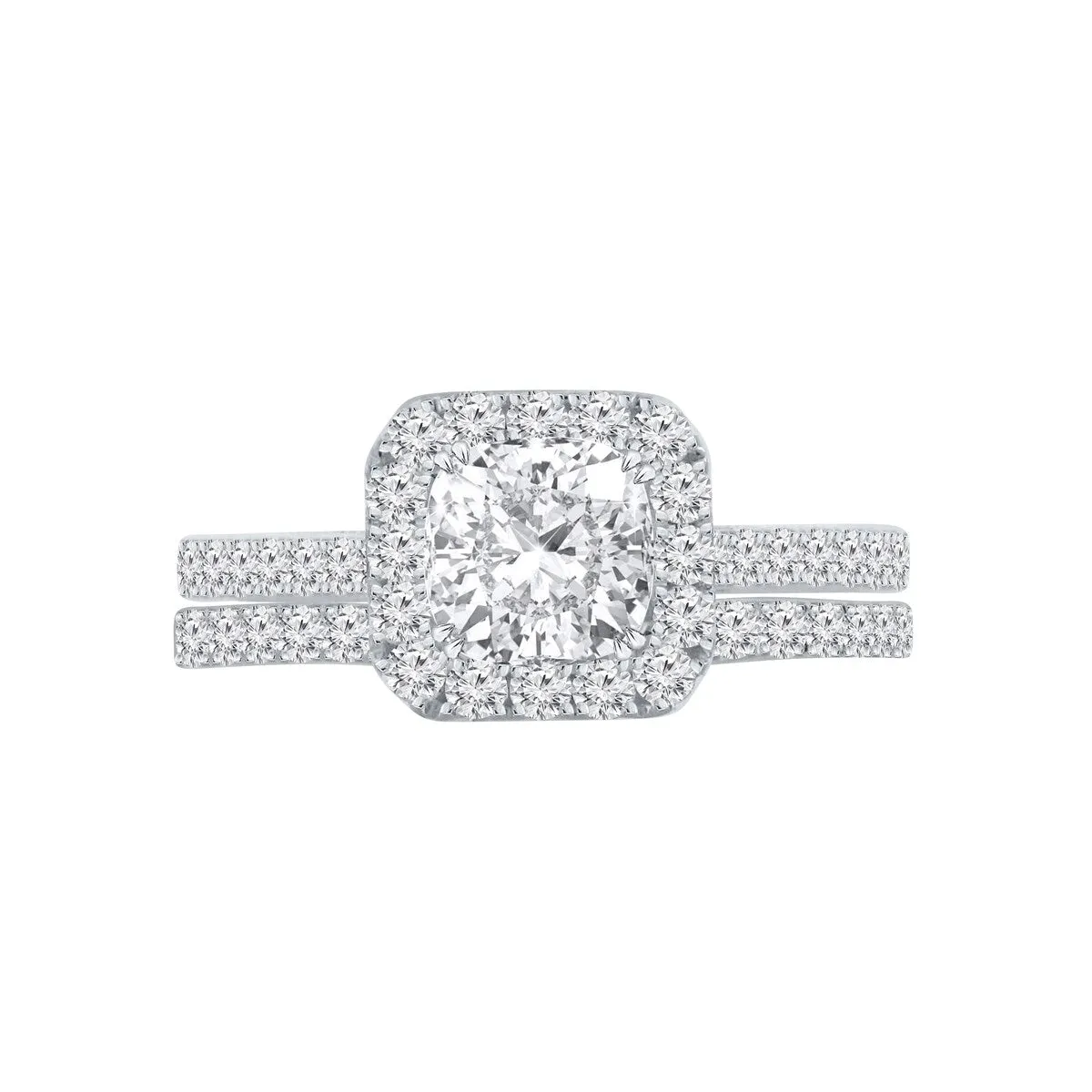 Auriya 1 1/2ctw Cushion-cut Halo Diamond Engagement Ring Set 14k Gold sold by Zulily product image thumbnail 4