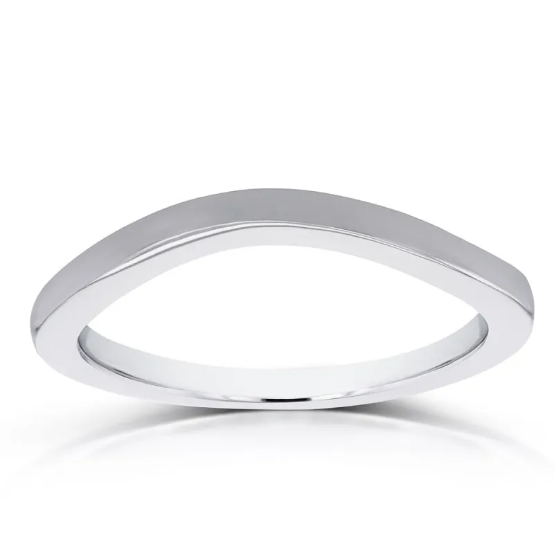Annello by Kobelli 14k White Gold Curved Shadow Wedding Band sold by Zulily