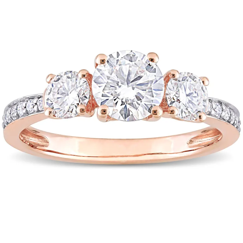Miadora 1 3/8ct DEW Moissanite 3-Stone Engagement Ring in 10k Rose Gold sold by Zulily