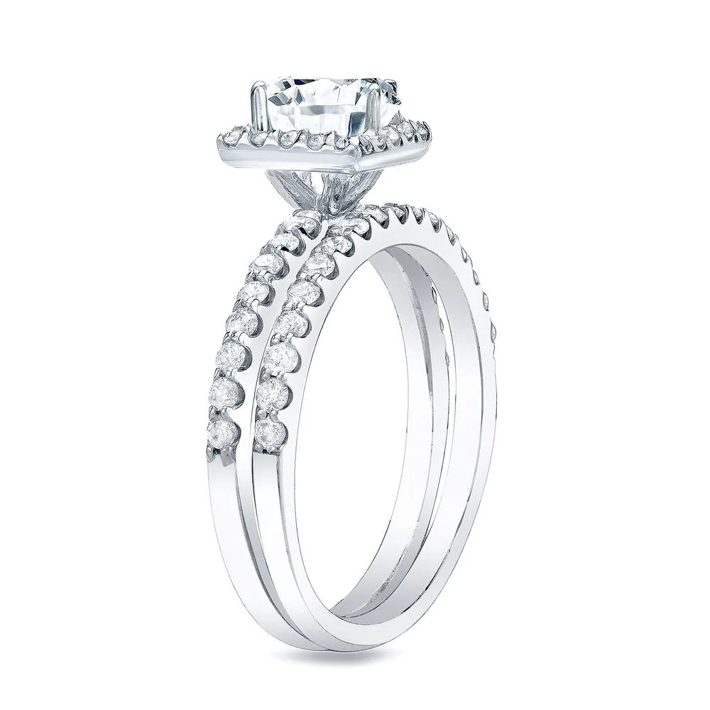 Auriya 14k Gold 1 1/4 carat TW Princess-cut Halo Diamond Engagement Ring Set sold by Zulily