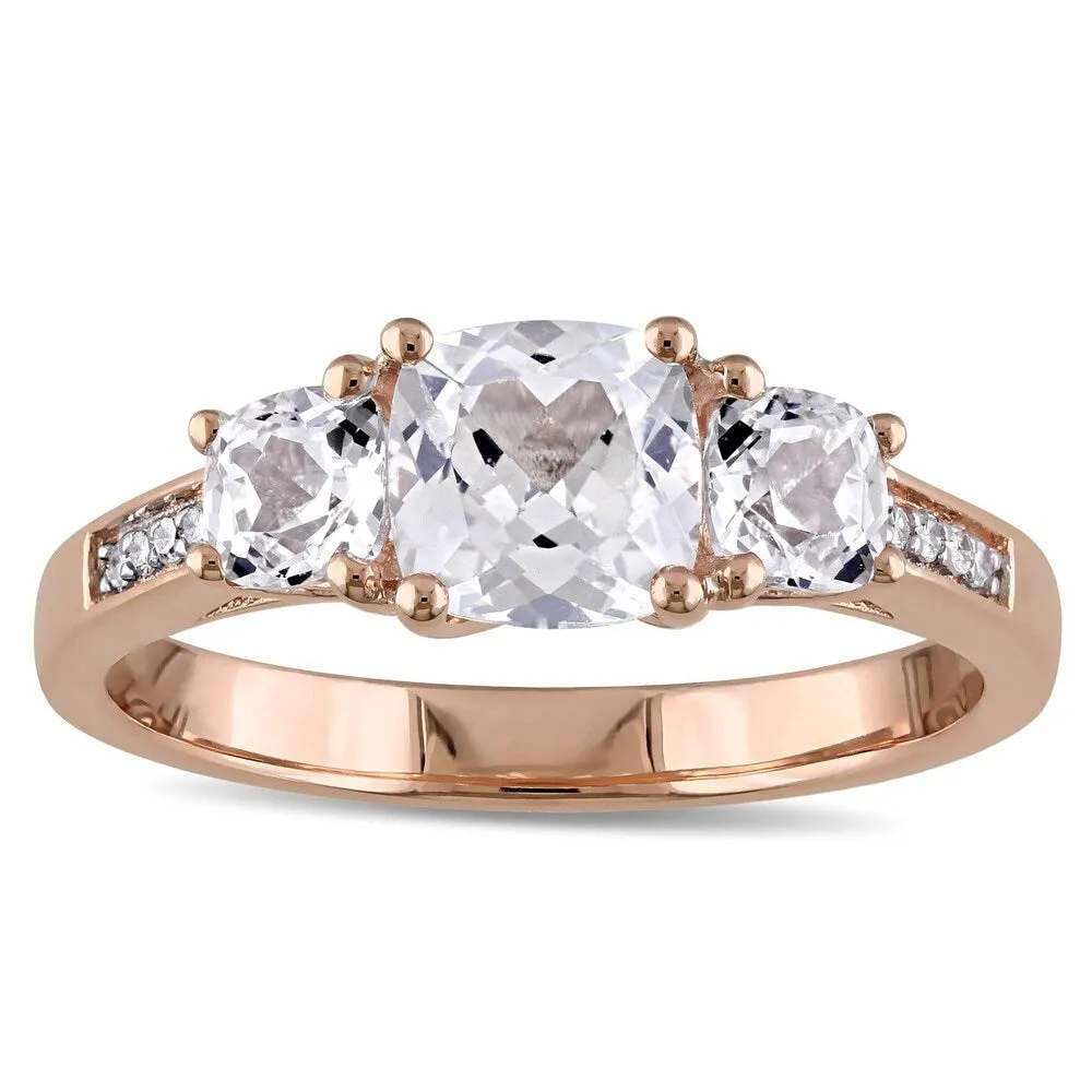Miadora 10k Rose Gold Created White Sapphire and Diamond Accent 3-Stone Engagement Ring sold by Zulily product image thumbnail 4