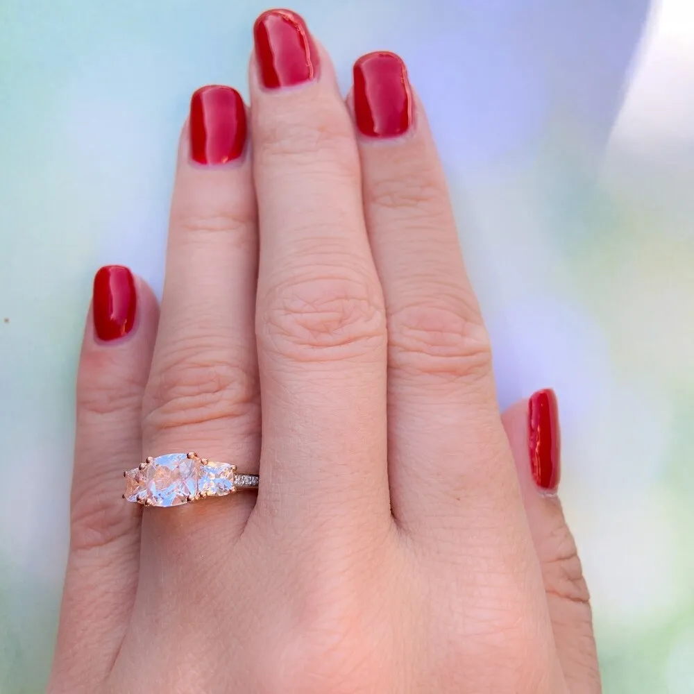 Miadora 10k Rose Gold Created White Sapphire and Diamond Accent 3-Stone Engagement Ring sold by Zulily product image thumbnail 3