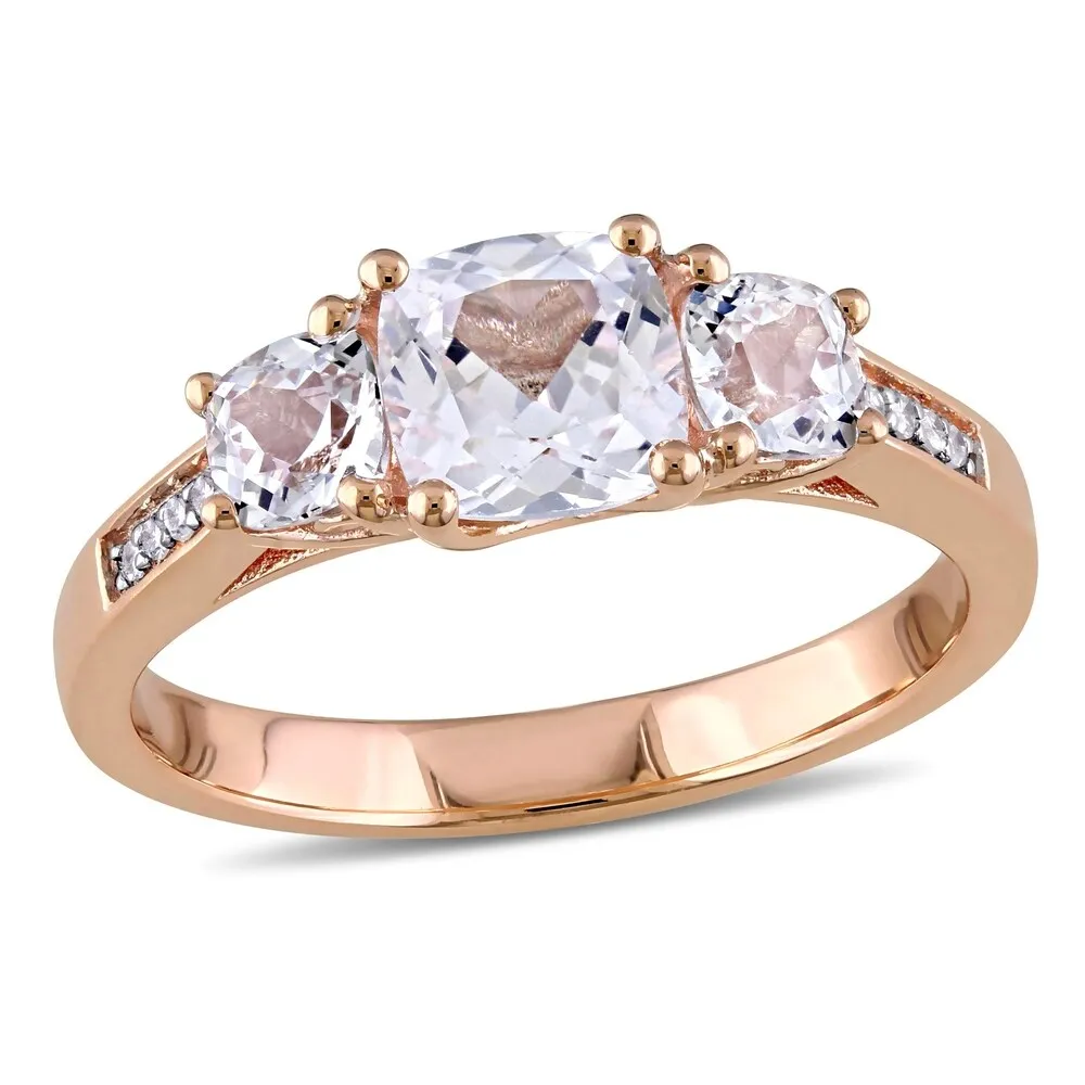Miadora 10k Rose Gold Created White Sapphire and Diamond Accent 3-Stone Engagement Ring sold by Zulily product image thumbnail 2