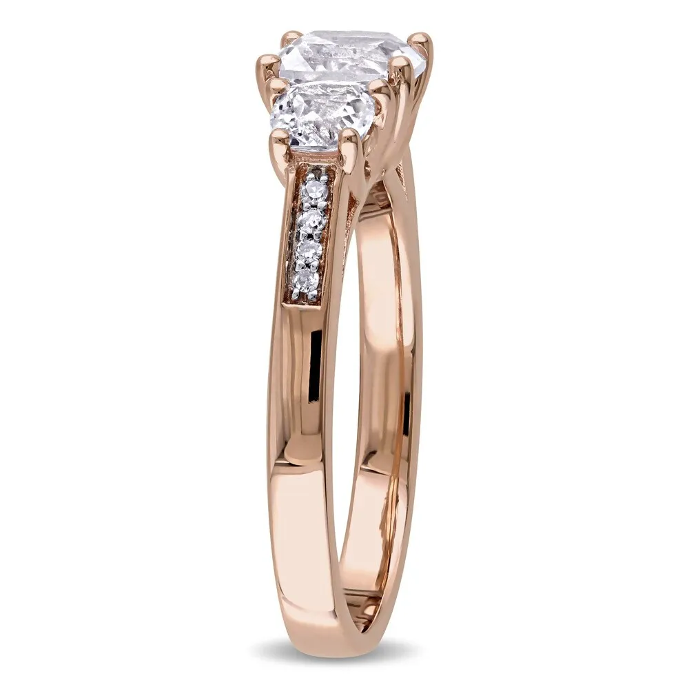 Miadora 10k Rose Gold Created White Sapphire and Diamond Accent 3-Stone Engagement Ring sold by Zulily product image thumbnail 5