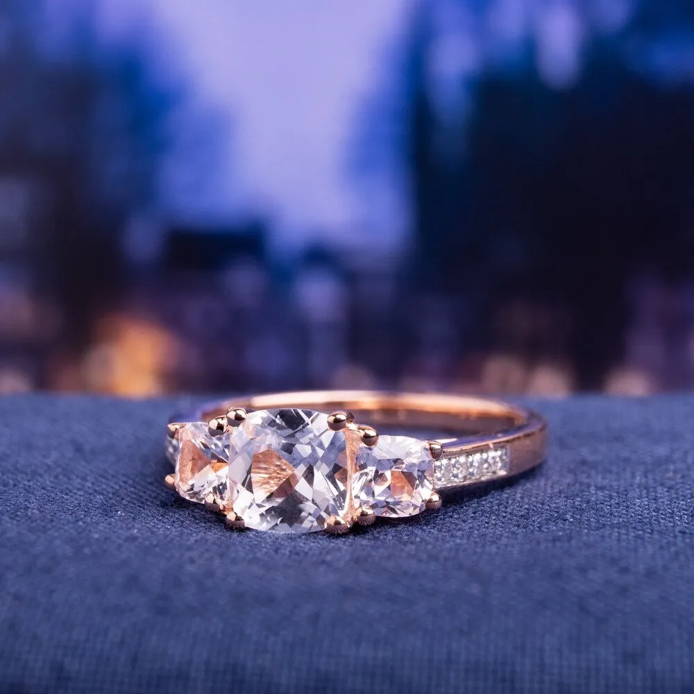 Miadora 10k Rose Gold Created White Sapphire and Diamond Accent 3-Stone Engagement Ring sold by Zulily