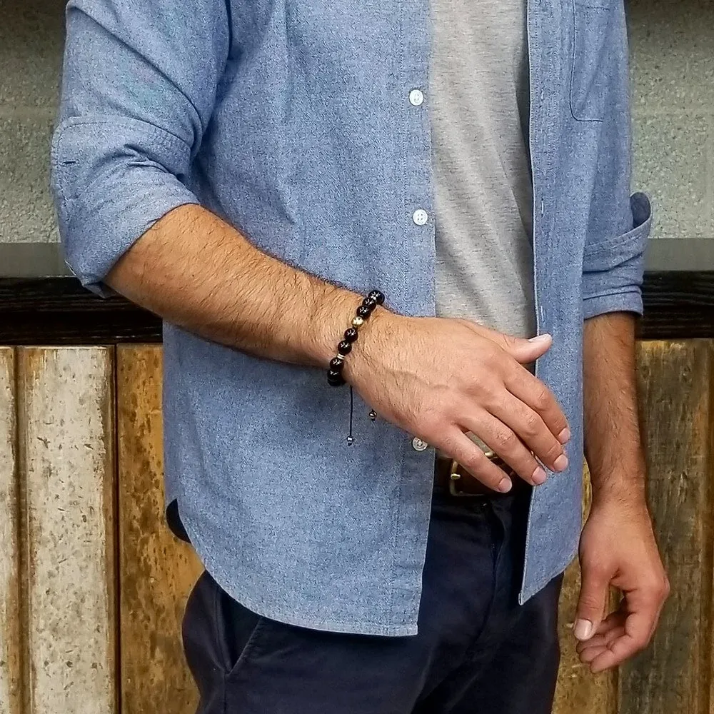 Gold Plated Stainless Steel Natural Stone Adjustable Bracelet (10mm) sold by Zulily product image thumbnail 4