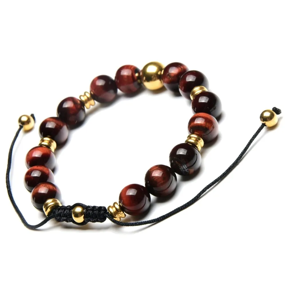 Gold Plated Stainless Steel Natural Stone Adjustable Bracelet (10mm) sold by Zulily product image thumbnail 5