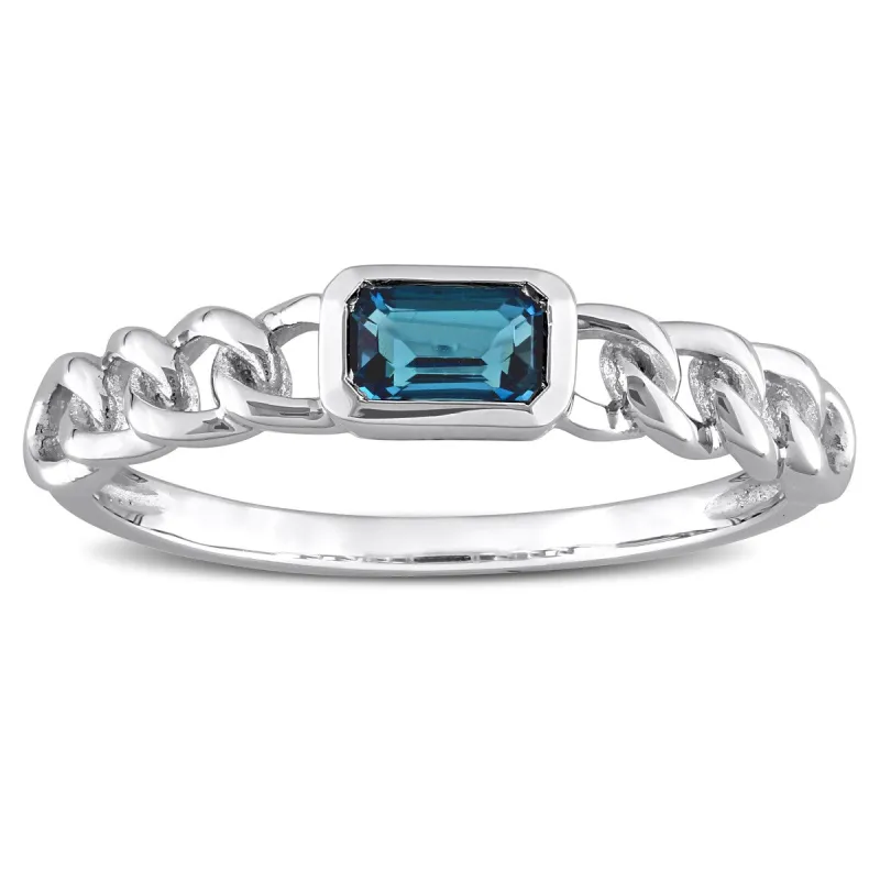 Miadora 10k White Gold London Blue Topaz Stackable Link Ring sold by Zulily