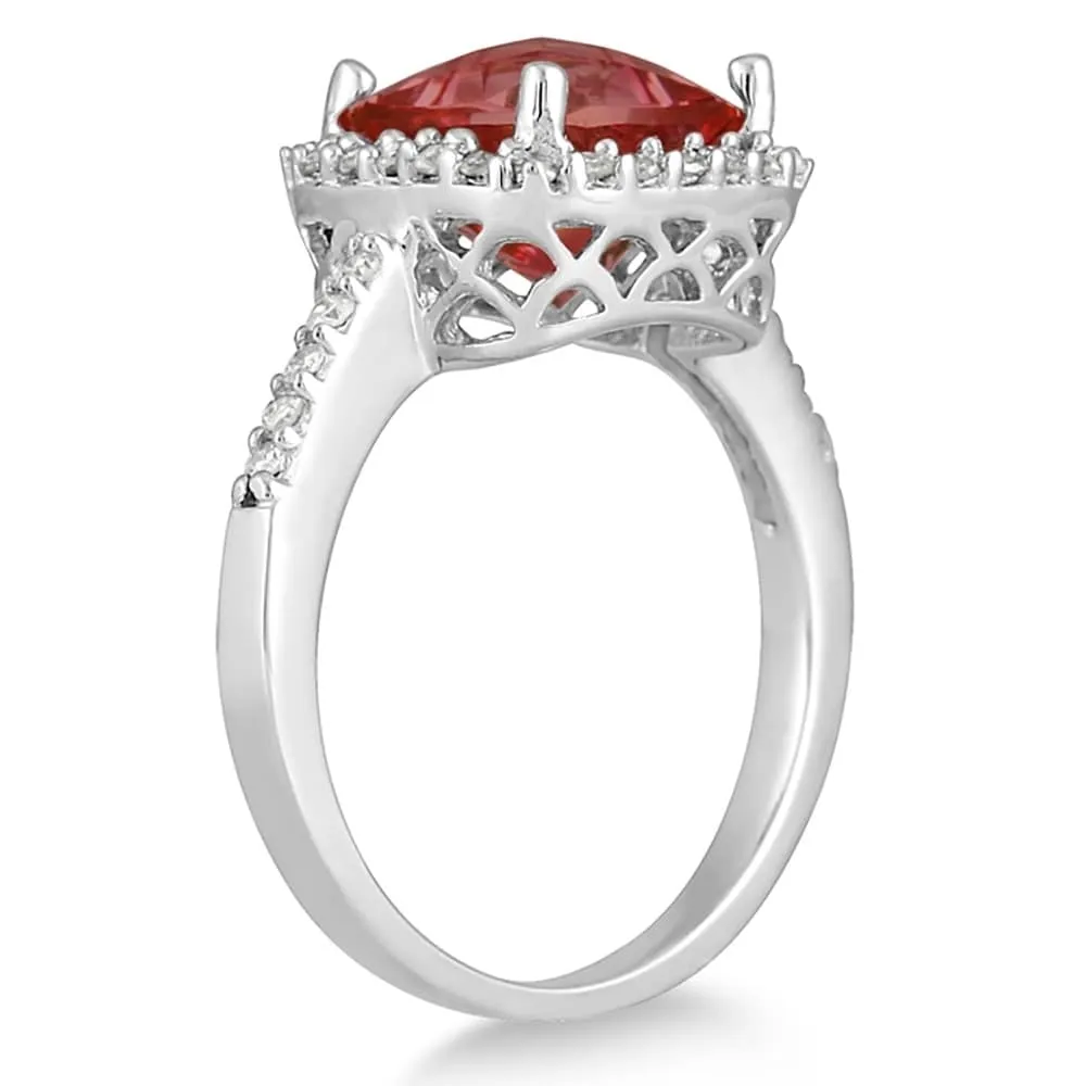 2 1/2 Carat Cushion Cut Garnet and Diamond Ring 14K White Gold sold by Zulily product image thumbnail 2