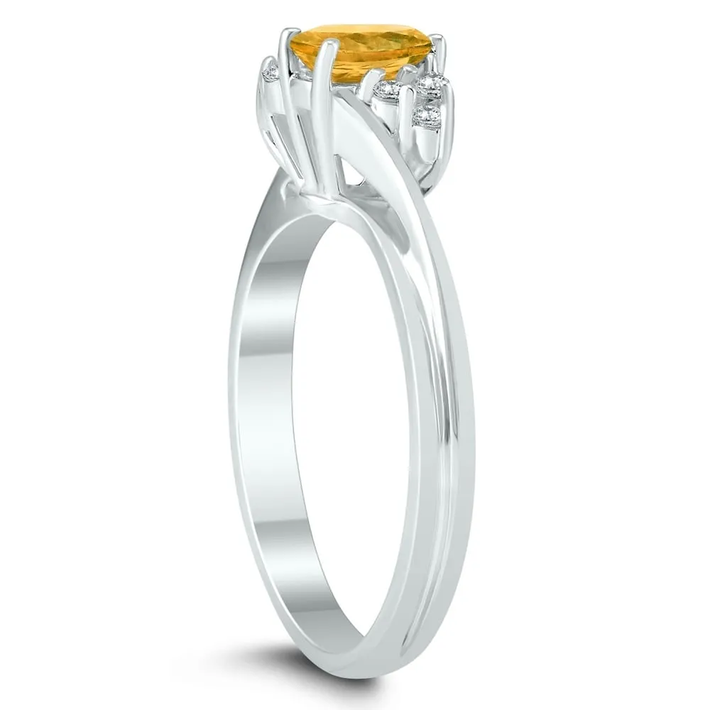 6X4MM Citrine and Diamond Twist Ring in 10K White Gold sold by Zulily product image thumbnail 2