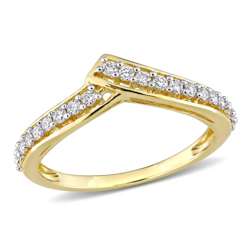 Miadora 1/3ct TDW Diamond Contour Stackable Wedding Band Ring in 10k Yellow Gold sold by Zulily