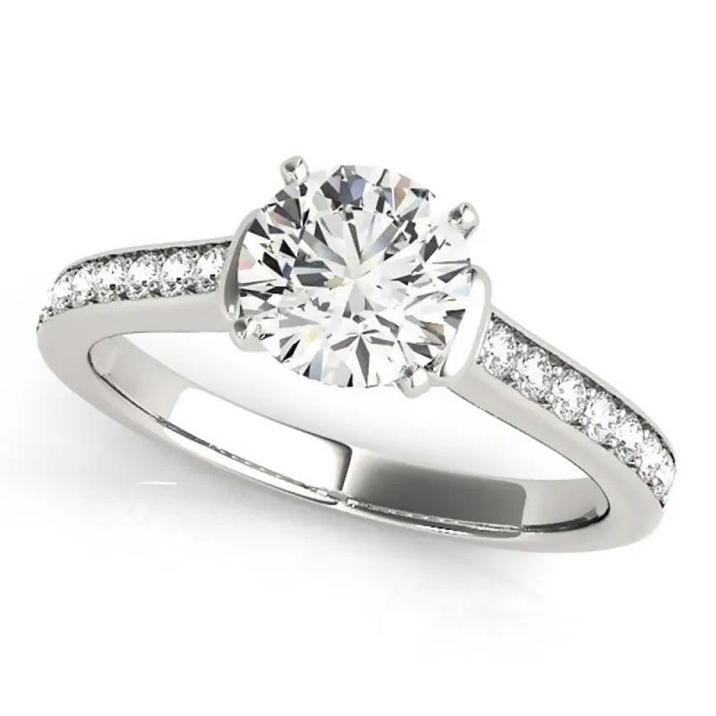 Auriya Modern 2ct Round Moissanite and 1/5ctw Diamond Engagement Ring 14K Gold sold by Zulily