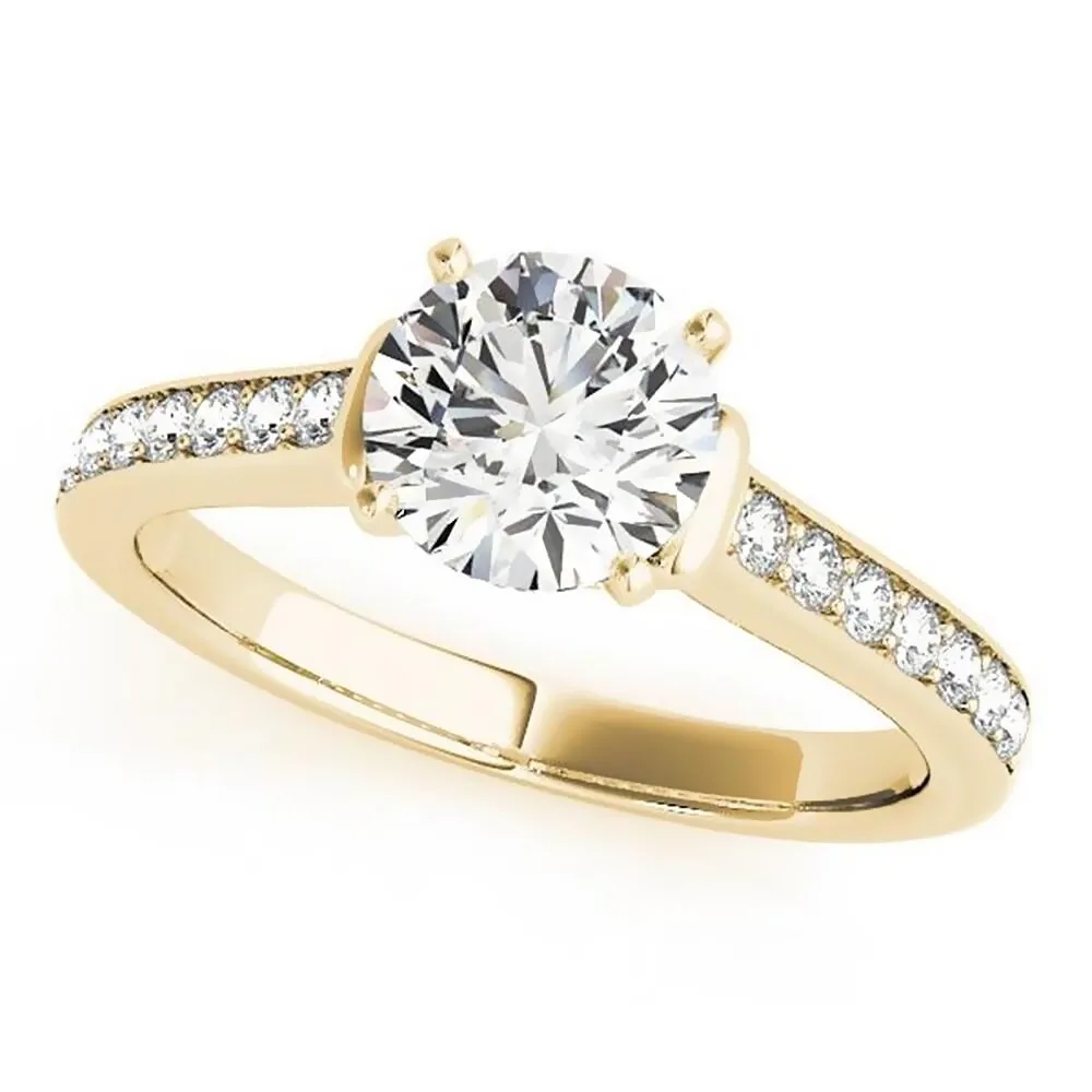 Auriya Modern 2ct Round Moissanite and 1/5ctw Diamond Engagement Ring 14K Gold sold by Zulily product image thumbnail 2