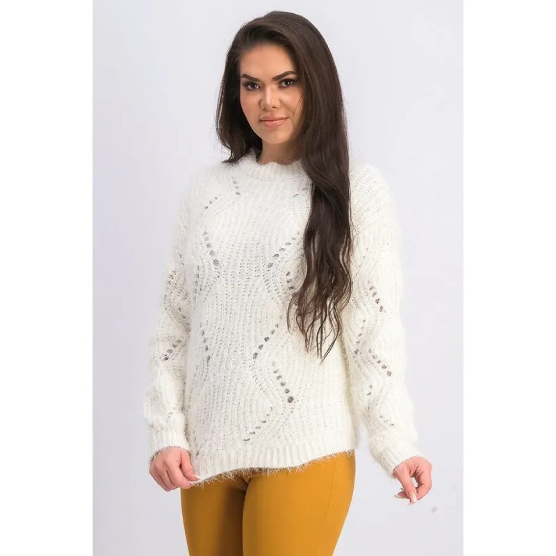 Freshman Juniors' Pointelle Chenille Sweater White Size Extra Large sold by Zulily