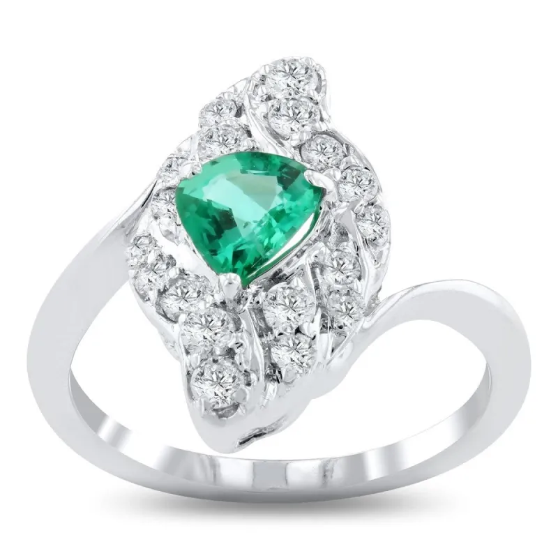 Auriya 18k White Gold 1/2ct Emerald and 3/8ct TDW Diamond Ring sold by Zulily