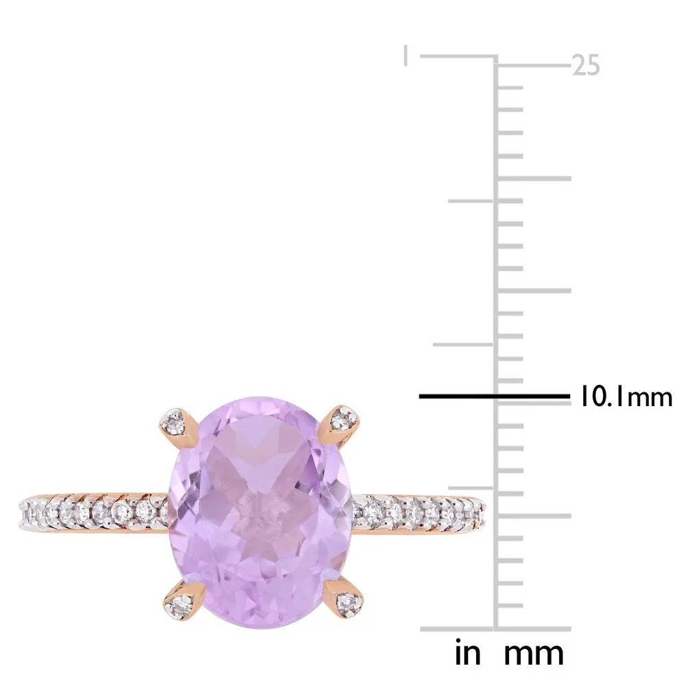Miadora 10k Rose Gold Oval-Cut Rose De France and 1/10ct TDW Diamond Solitaire Ring sold by Zulily product image thumbnail 3