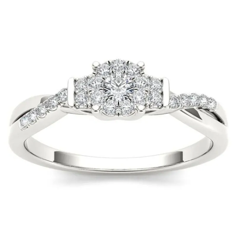 De Couer 10k White Gold 1/4ct TDW Diamond Three-Stone look Engagement Ring sold by Zulily