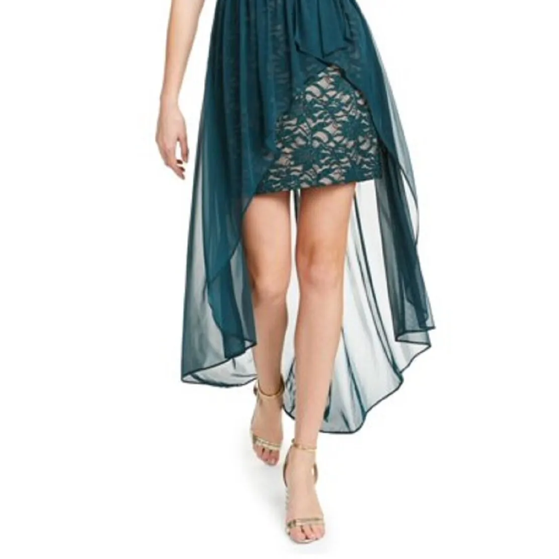 Morgan & Company Women's Floral Full Length Hi Lo Formal Dress Green Size 0 sold by Zulily product image thumbnail 3