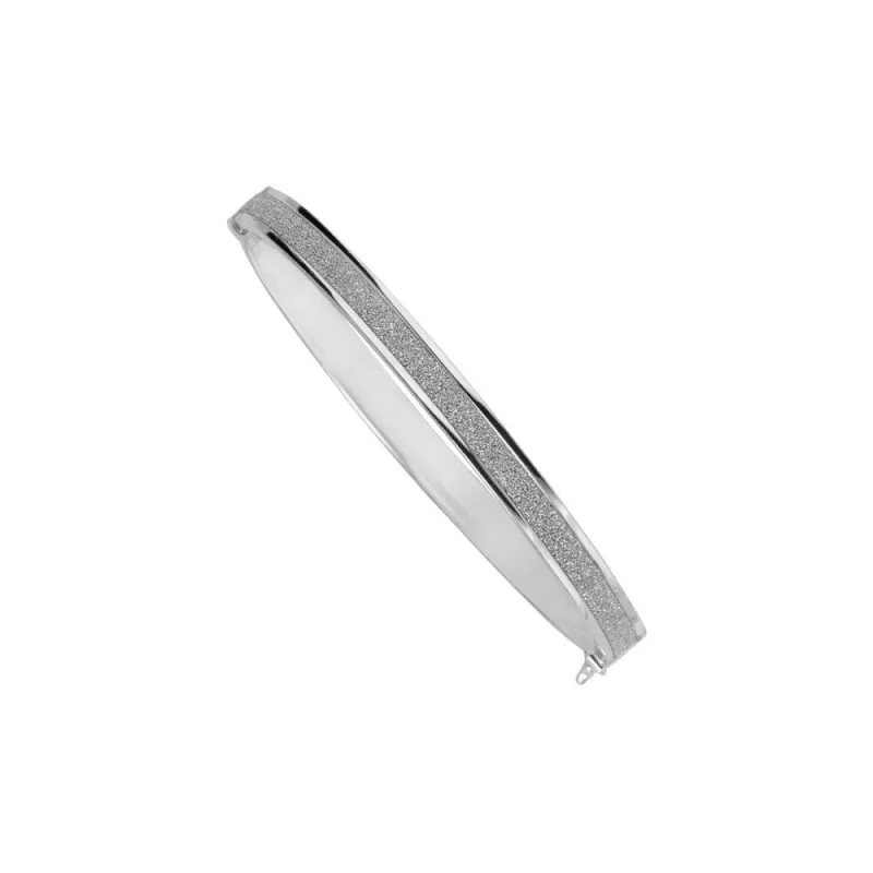 Curata 925 Sterling Silver Rhodium 7.5" Sparkle 6mm Hinged Bangle Bracelet sold by Zulily