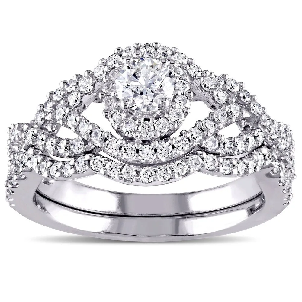 Miadora Signature Collection 14k White Gold 1ct TDW Diamond Bridal Ring Set sold by Zulily product image thumbnail 5