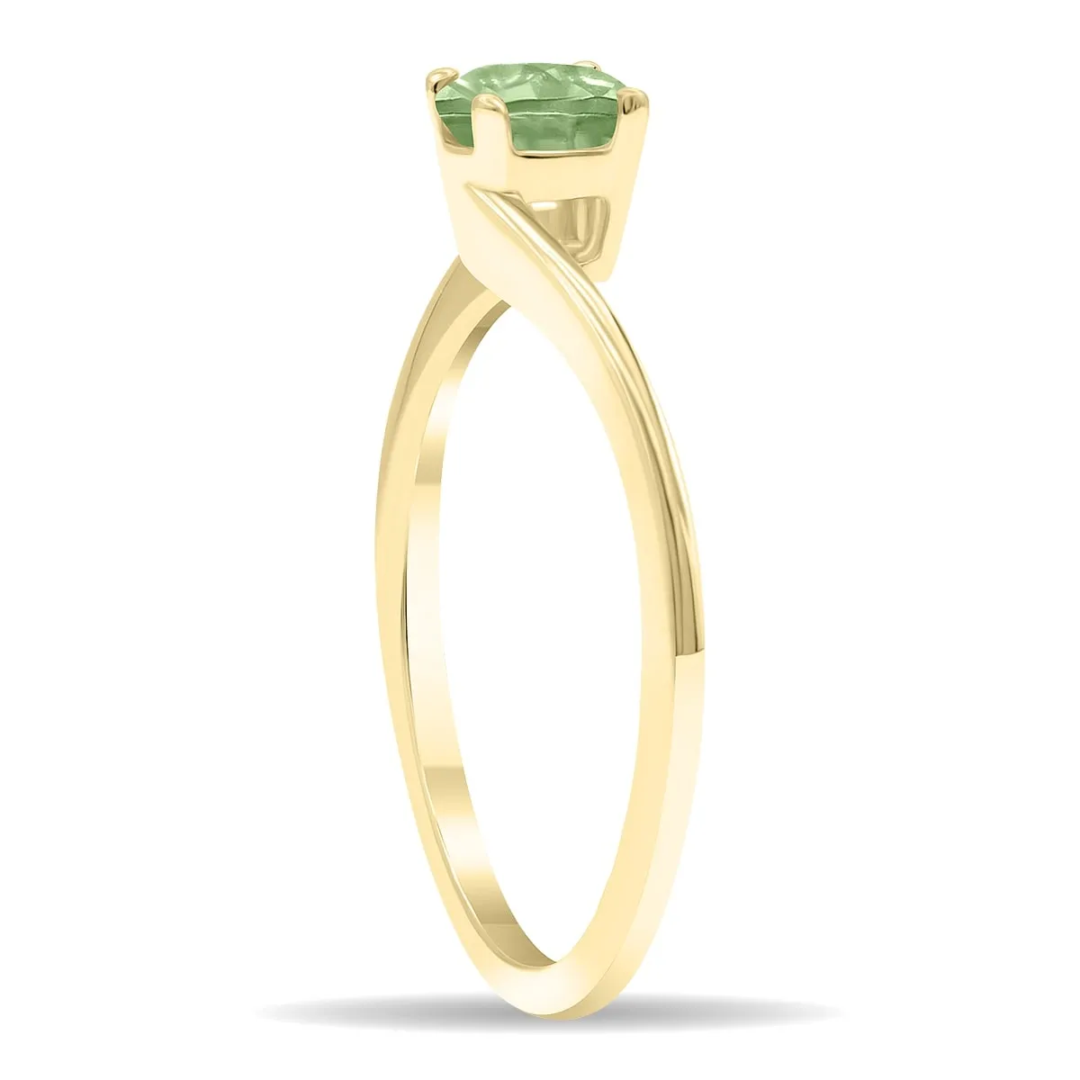 Women's Round Shaped Solitaire Green Amethyst Wave Ring in 10K Yellow Gold sold by Zulily product image thumbnail 2