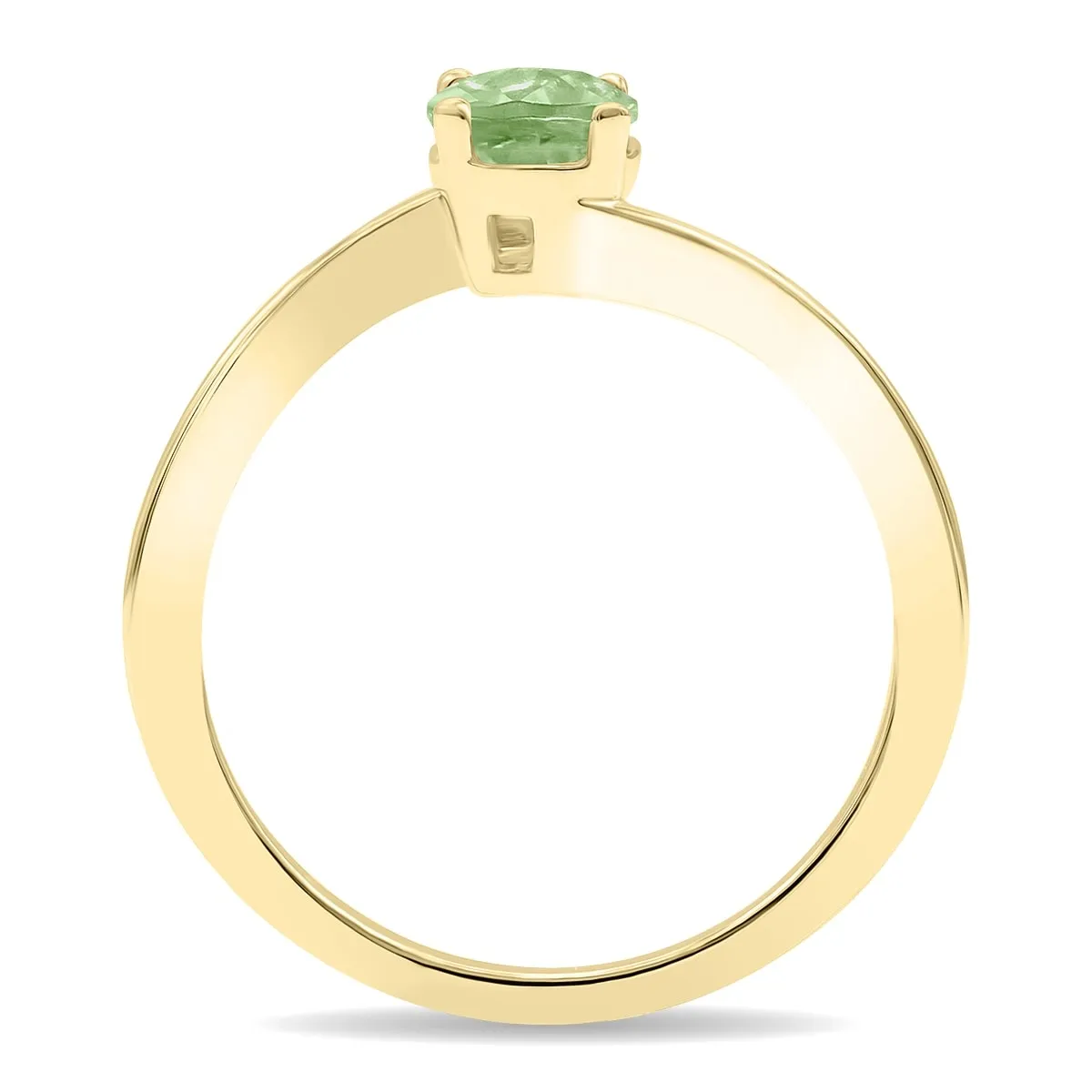 Women's Round Shaped Solitaire Green Amethyst Wave Ring in 10K Yellow Gold sold by Zulily product image thumbnail 3