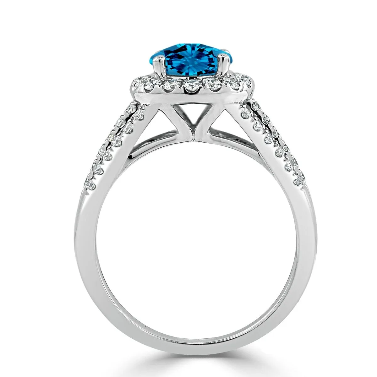 Auriya Modern 1 3/8ct Swiss Blue Topaz and Halo Diamond Engagement Ring 1/2cttw 14k Gold sold by Zulily product image thumbnail 5