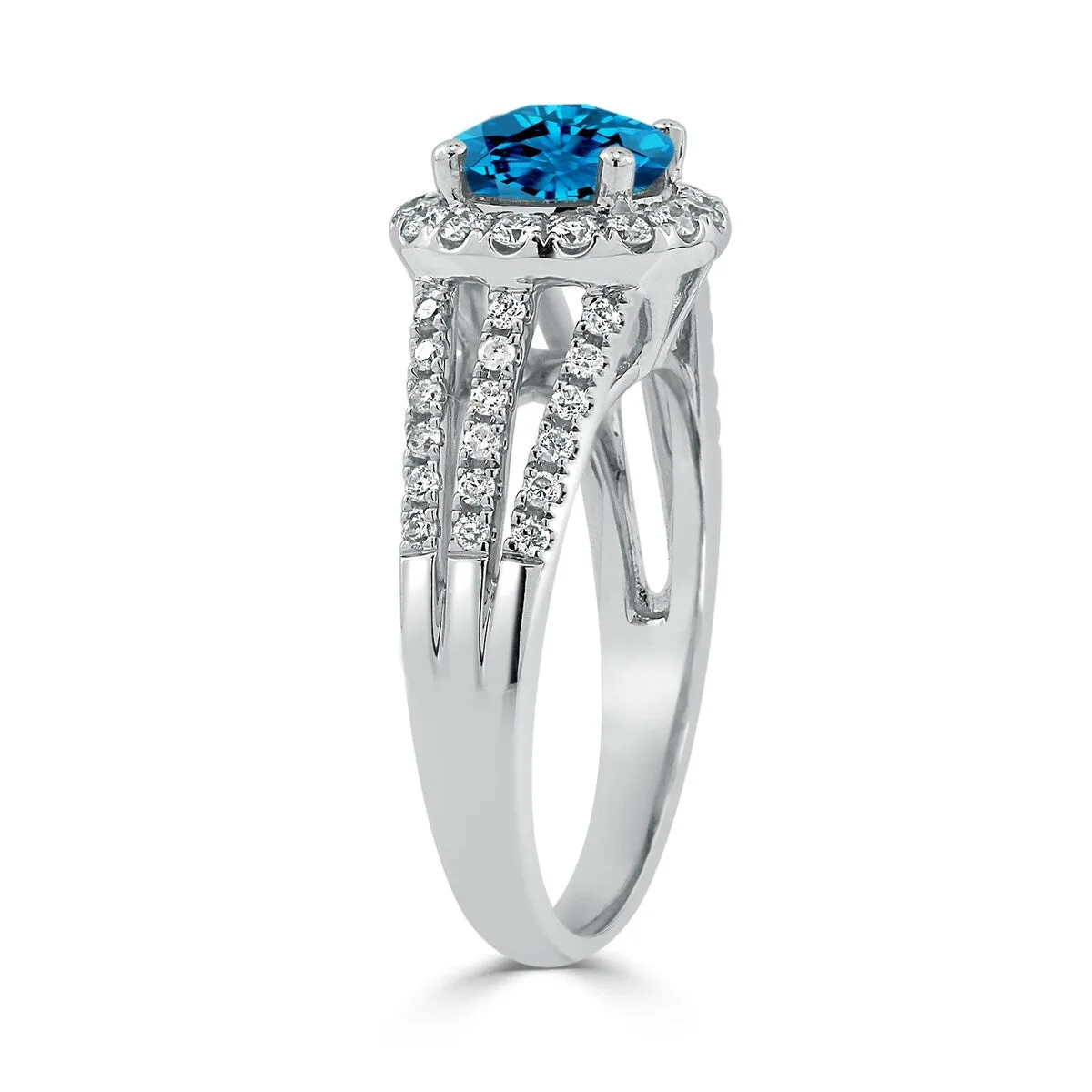 Auriya Modern 1 3/8ct Swiss Blue Topaz and Halo Diamond Engagement Ring 1/2cttw 14k Gold sold by Zulily product image thumbnail 4