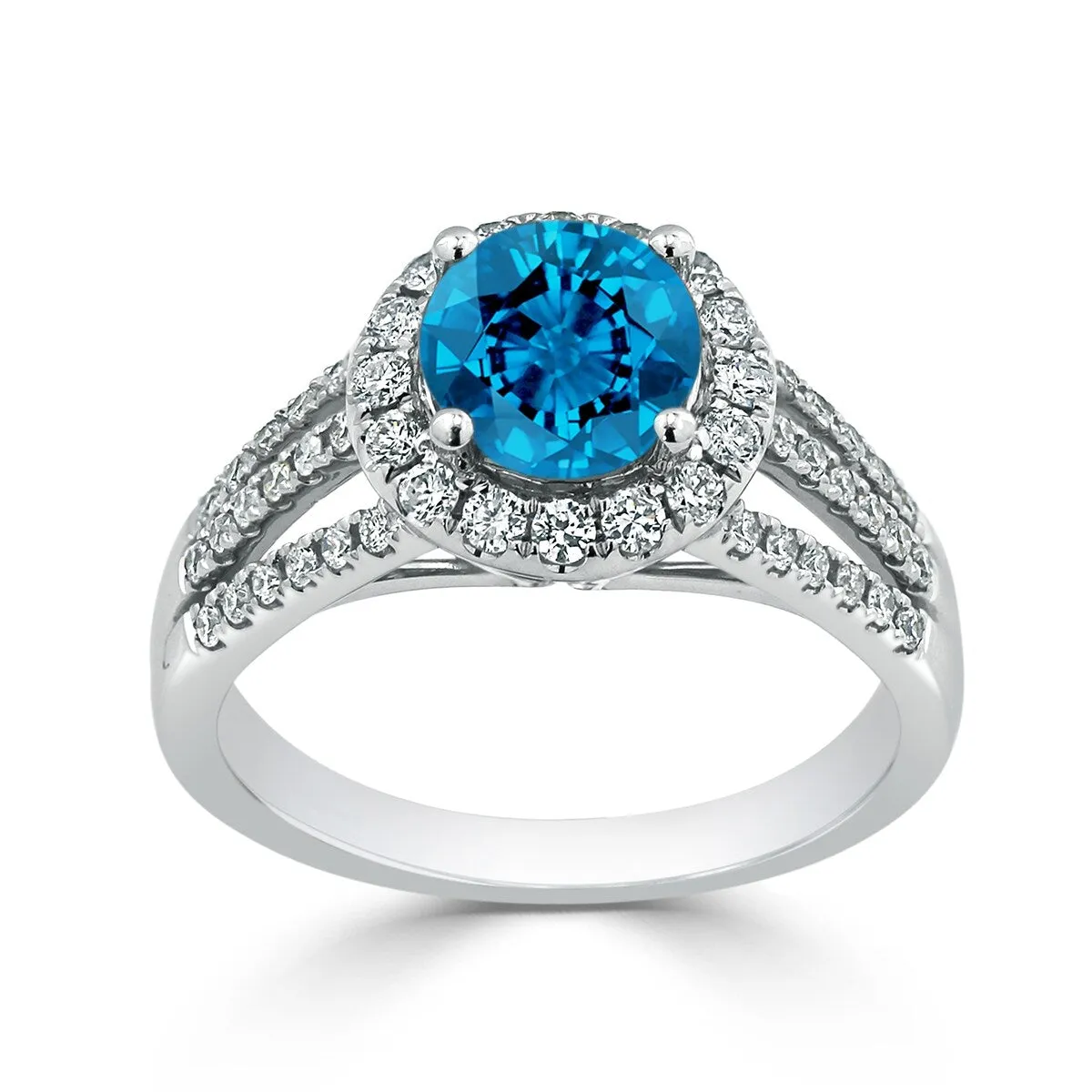 Auriya Modern 1 3/8ct Swiss Blue Topaz and Halo Diamond Engagement Ring 1/2cttw 14k Gold sold by Zulily product image thumbnail 3