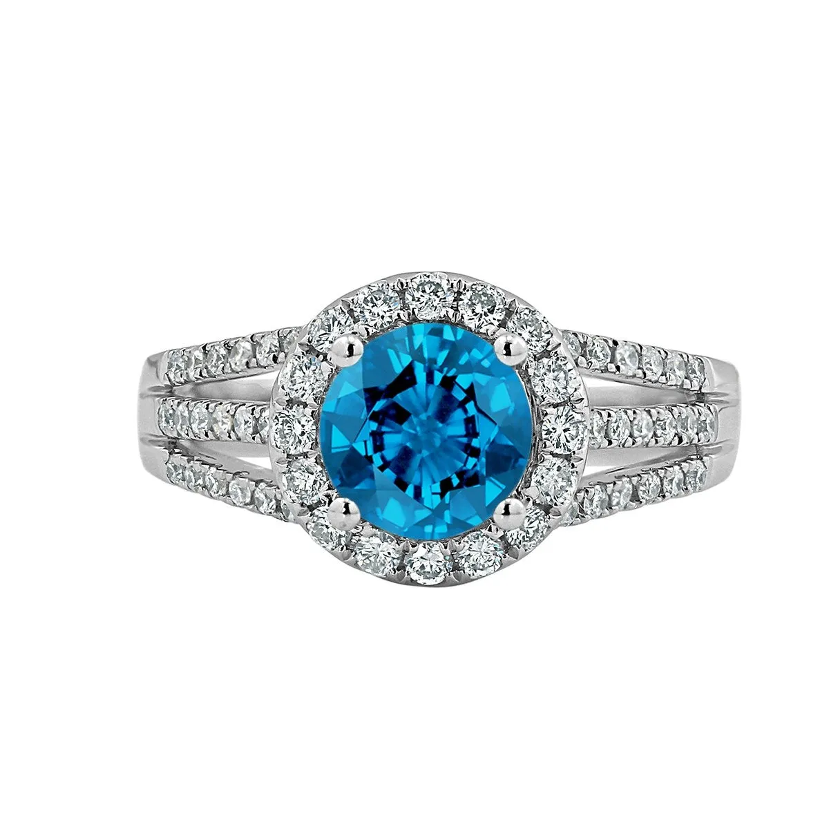 Auriya Modern 1 3/8ct Swiss Blue Topaz and Halo Diamond Engagement Ring 1/2cttw 14k Gold sold by Zulily product image thumbnail 2