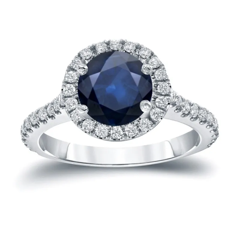 Auriya 2ct Blue Sapphire and 2/5ctw Halo Diamond Engagement Ring 14k Gold sold by Zulily