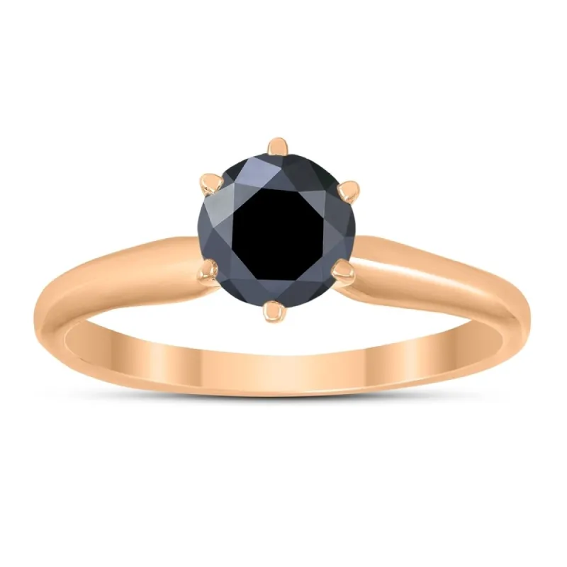 1/2 Carat Round Black Diamond Solitaire Ring in 14K Rose Gold sold by Zulily