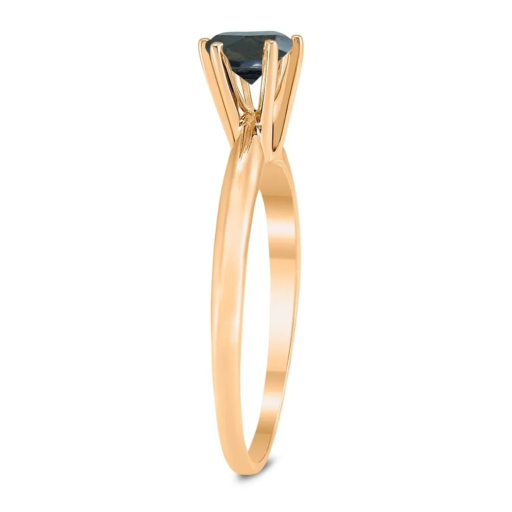 1/2 Carat Round Black Diamond Solitaire Ring in 14K Rose Gold sold by Zulily product image thumbnail 2