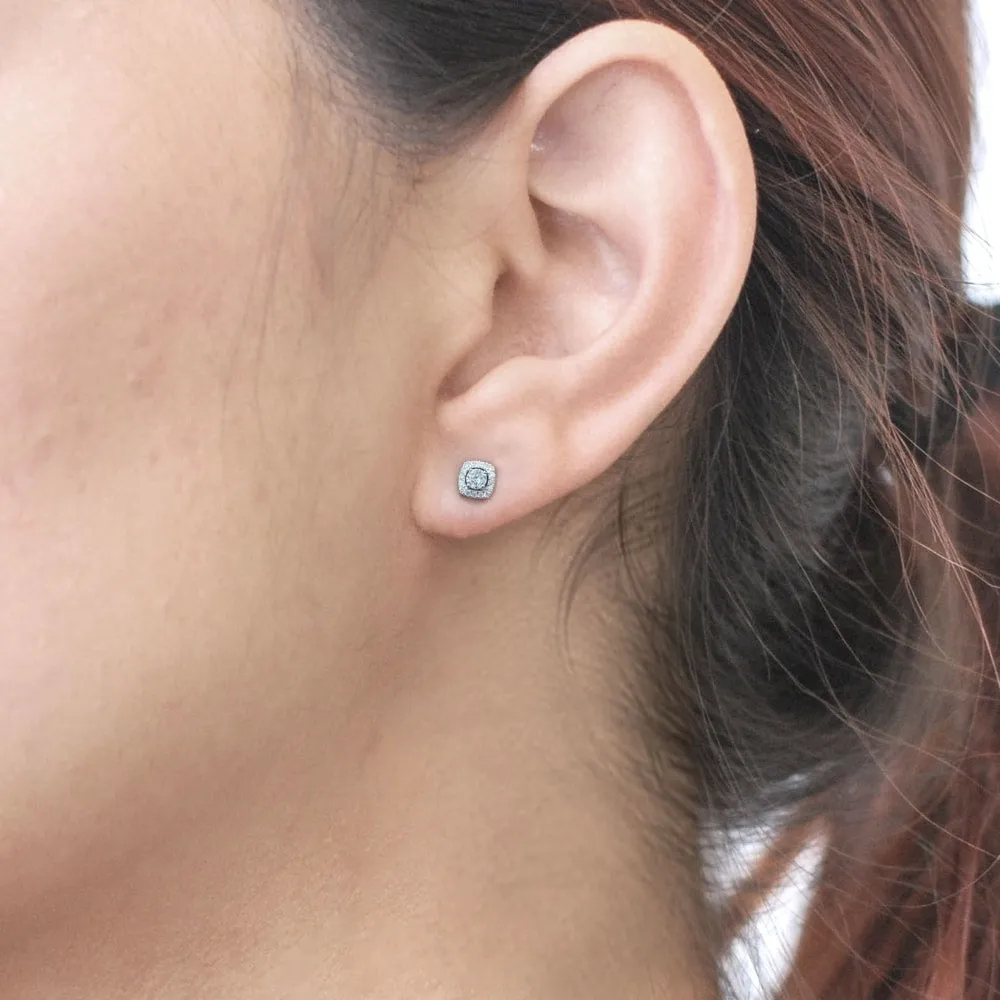 Tiny Diamond Halo Earrings in 1/3ctw 10k Gold by De Couer sold by Zulily product image thumbnail 3