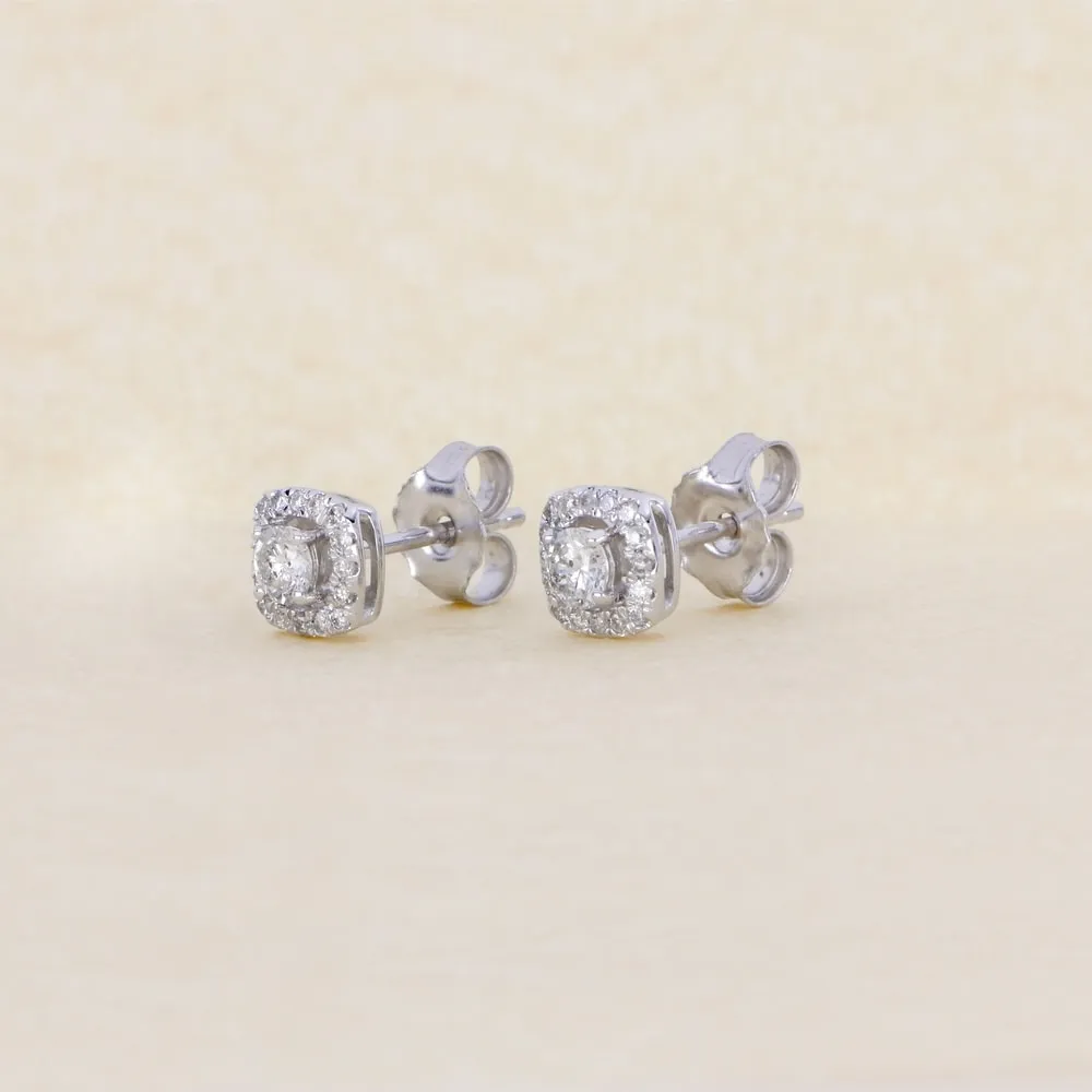 Tiny Diamond Halo Earrings in 1/3ctw 10k Gold by De Couer sold by Zulily product image thumbnail 2
