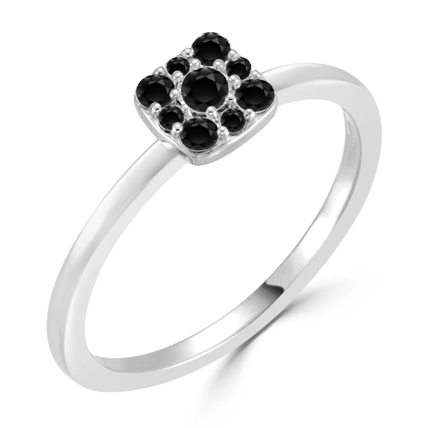 Auriya 1/4ctw Petite Cluster Halo Black Diamond Ring 10k Gold sold by Zulily
