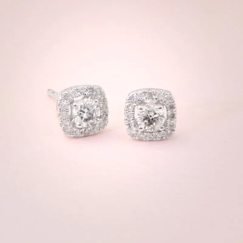 Tiny Diamond Halo Earrings in 1/3ctw 10k Gold by De Couer sold by Zulily