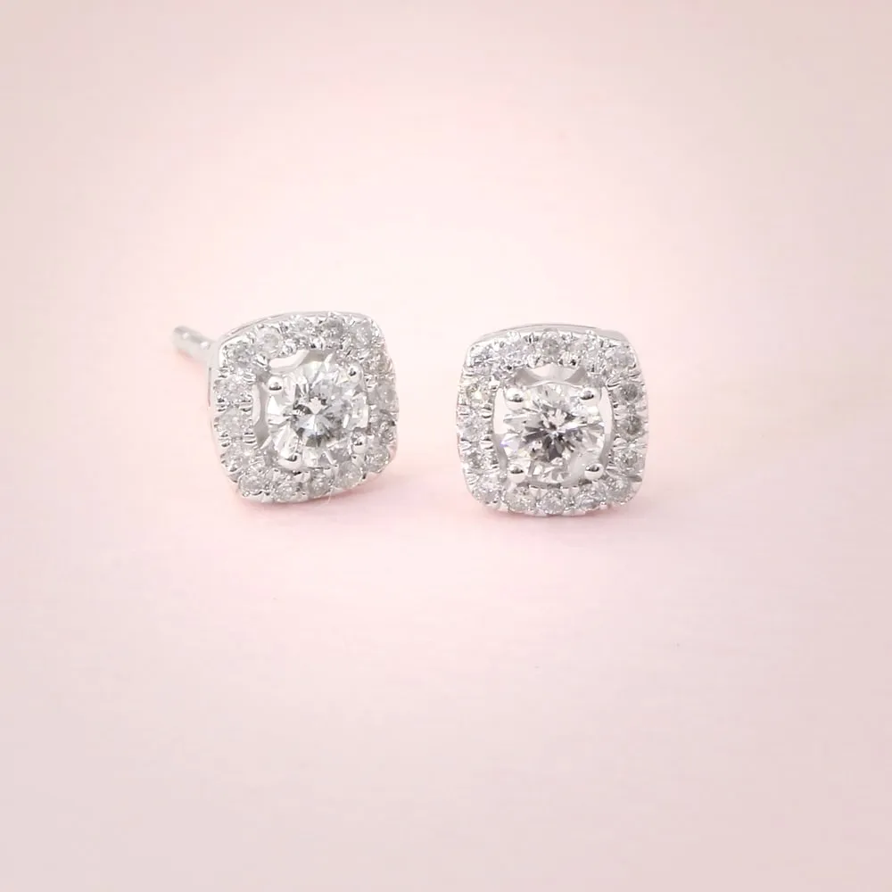 Tiny Diamond Halo Earrings in 1/3ctw 10k Gold by De Couer sold by Zulily