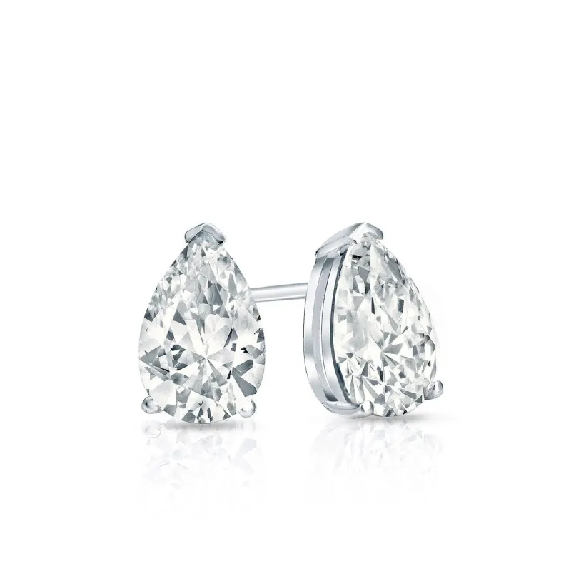 Auriya Plat Gold Lab Grown 0.62 carat TDW Pear Diamond Stud Earrings V-End Prong Screw-back sold by Zulily