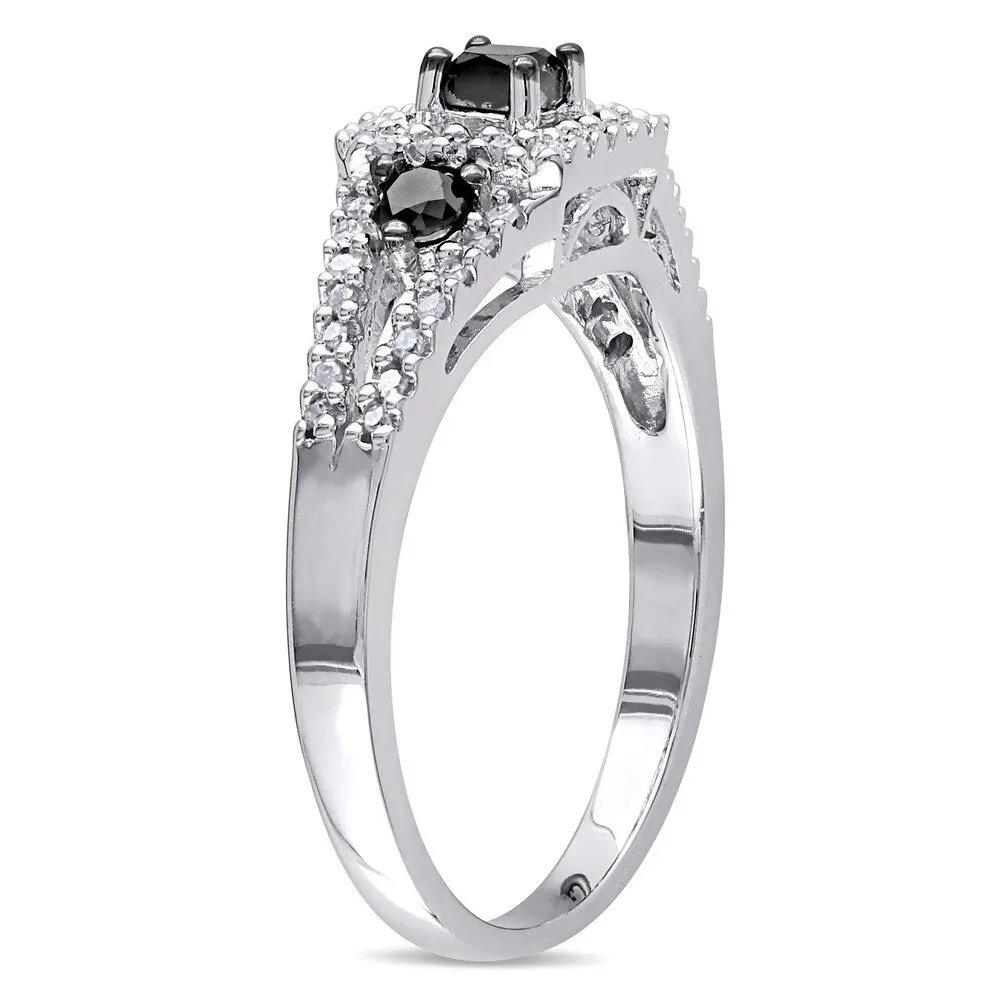 Miadora Sterling Silver 1/2ct TDW Black and White Diamond Ring sold by Zulily product image thumbnail 4