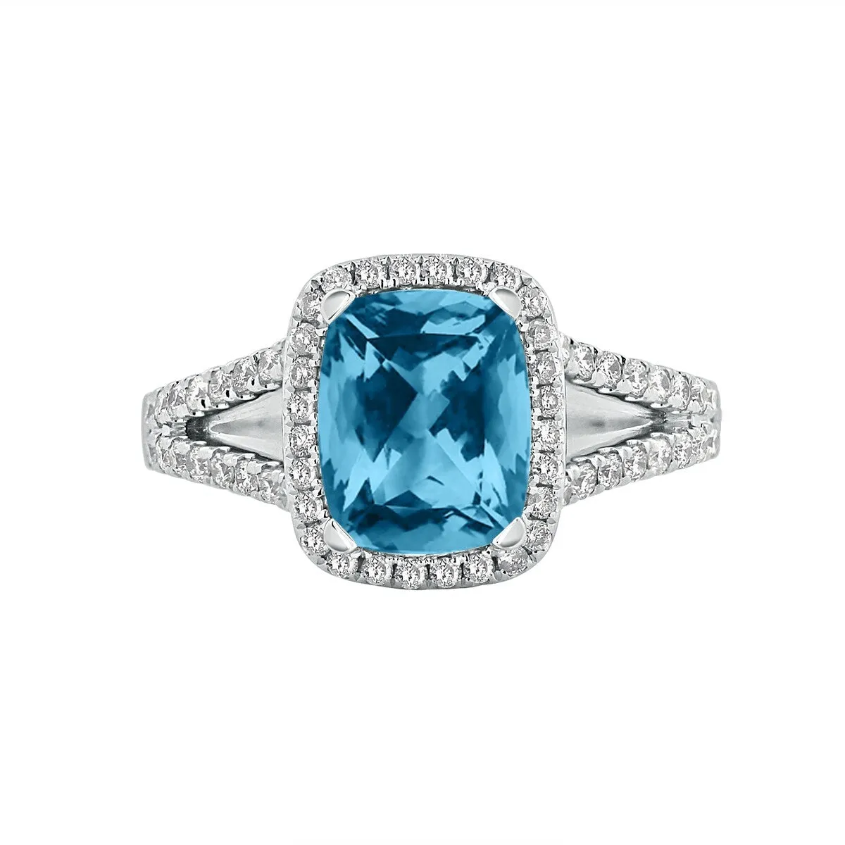Auriya 1 5/8ct Cushion-cut Sky Blue Topaz and Halo Diamond Engagement Ring 3/8cttw 14K Gold sold by Zulily product image thumbnail 3