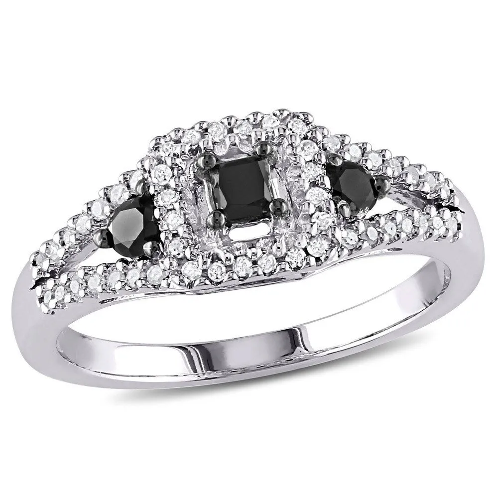 Miadora Sterling Silver 1/2ct TDW Black and White Diamond Ring sold by Zulily product image thumbnail 3