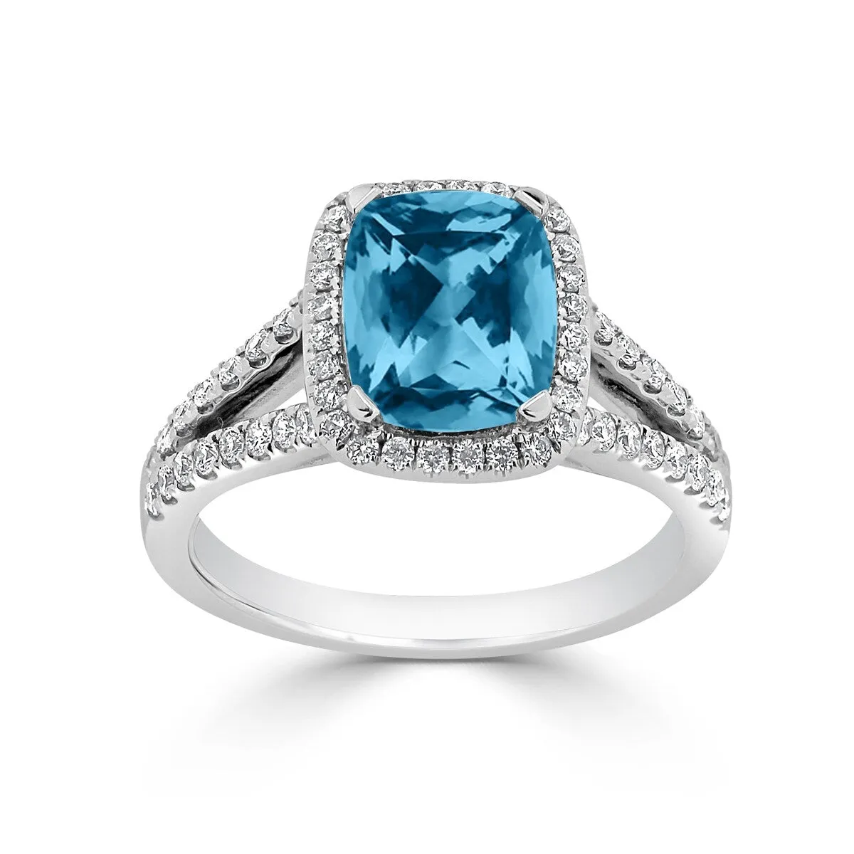 Auriya 1 5/8ct Cushion-cut Sky Blue Topaz and Halo Diamond Engagement Ring 3/8cttw 14K Gold sold by Zulily product image thumbnail 4
