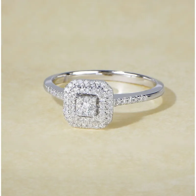 De Couer IGI Certified 1/4ct TDW Diamond Composite Double Halo Engagement Ring - White H-I - White H-I sold by Zulily