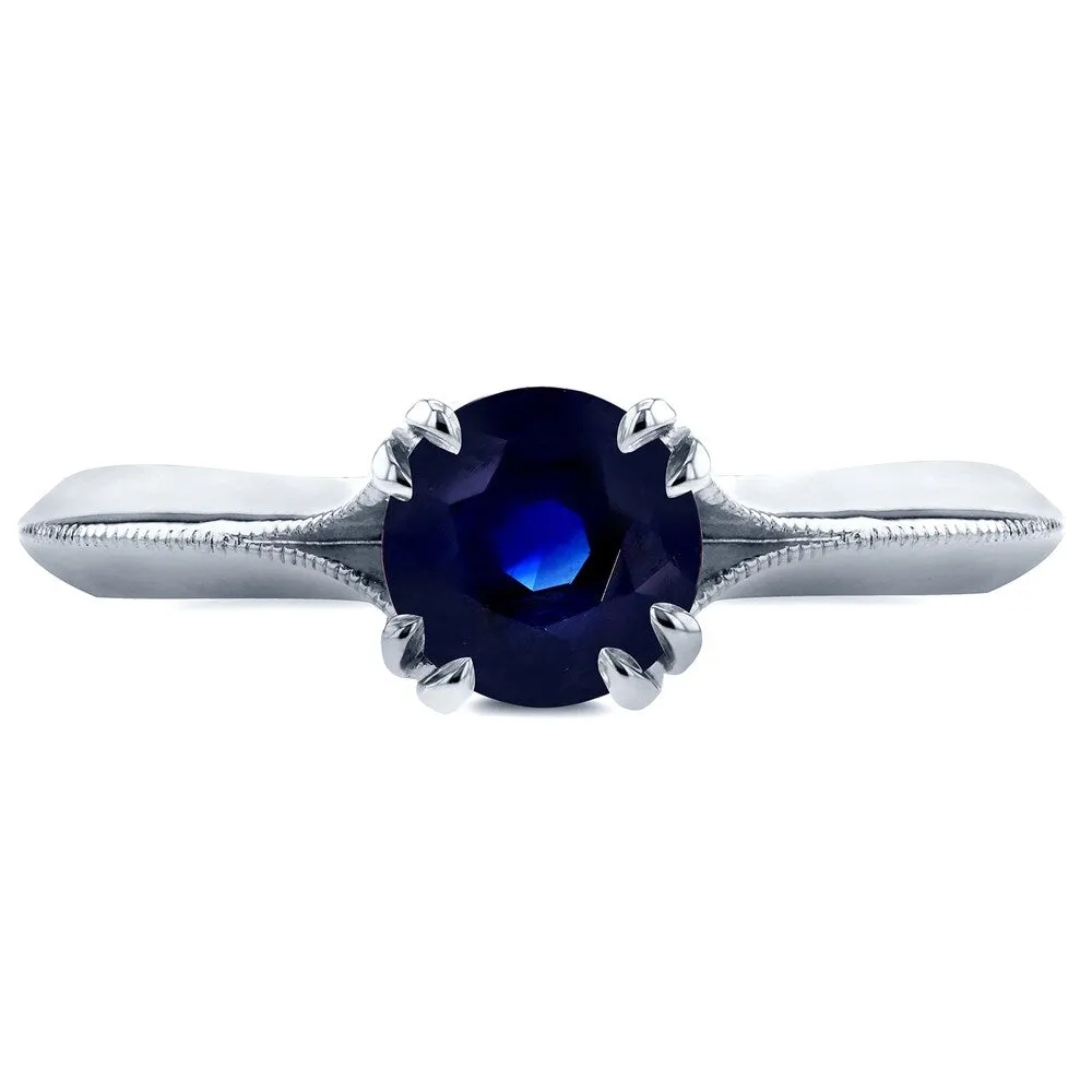Annello by Kobelli 14k White Gold Blue Sapphire and Diamond Accent Antique Floral Sleek Edged Engage sold by Zulily product image thumbnail 2