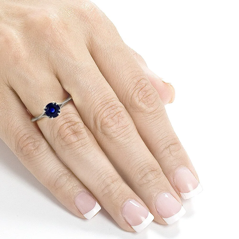 Annello by Kobelli 14k White Gold Blue Sapphire and Diamond Accent Antique Floral Sleek Edged Engage sold by Zulily product image thumbnail 4