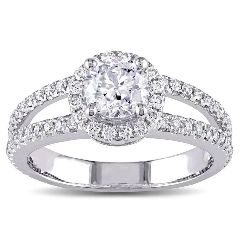 Miadora Signature Collection 14k White Gold 1 1/3ct TDW Diamond Halo Engagement Ring sold by Zulily