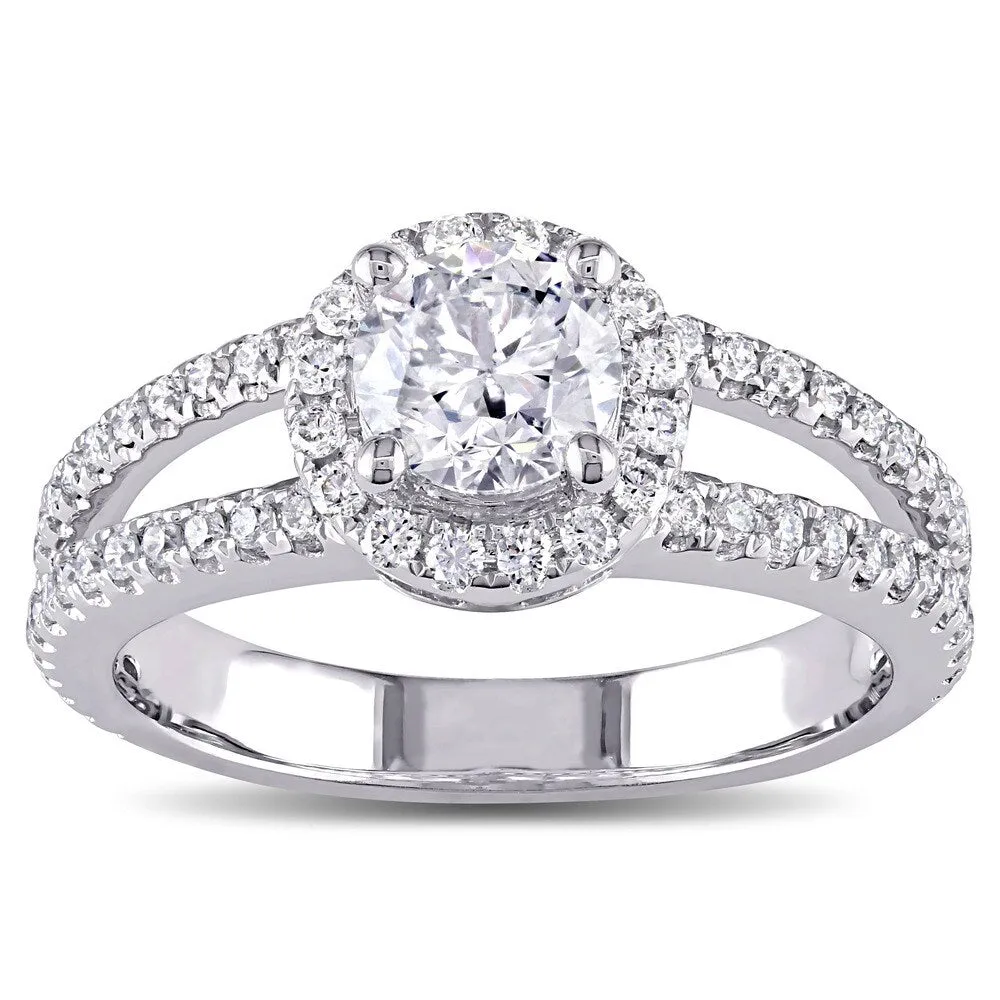 Miadora Signature Collection 14k White Gold 1 1/3ct TDW Diamond Halo Engagement Ring sold by Zulily