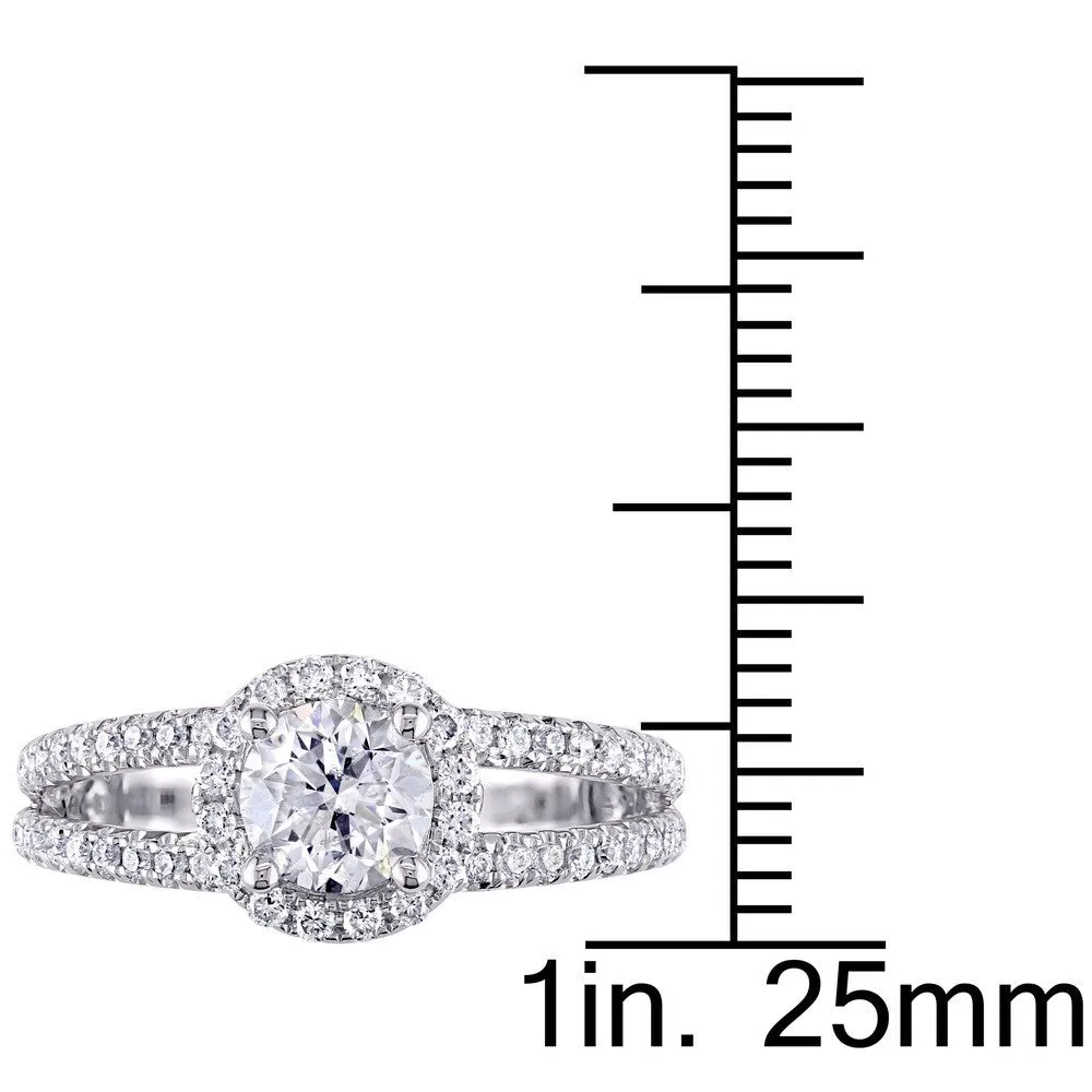 Miadora Signature Collection 14k White Gold 1 1/3ct TDW Diamond Halo Engagement Ring sold by Zulily product image thumbnail 3