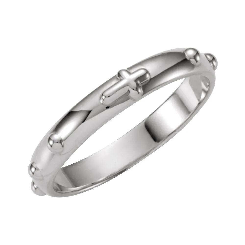 Sterling Silver 4mm Rosary Eternity Band Ring - White sold by Zulily